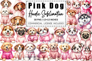 Pink Dog Hoodie Sublimation Clipart, a Graphic by CitraGraphics