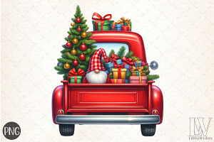 Merry Christmas Truck PNG, an Illustration by Libby Wishes