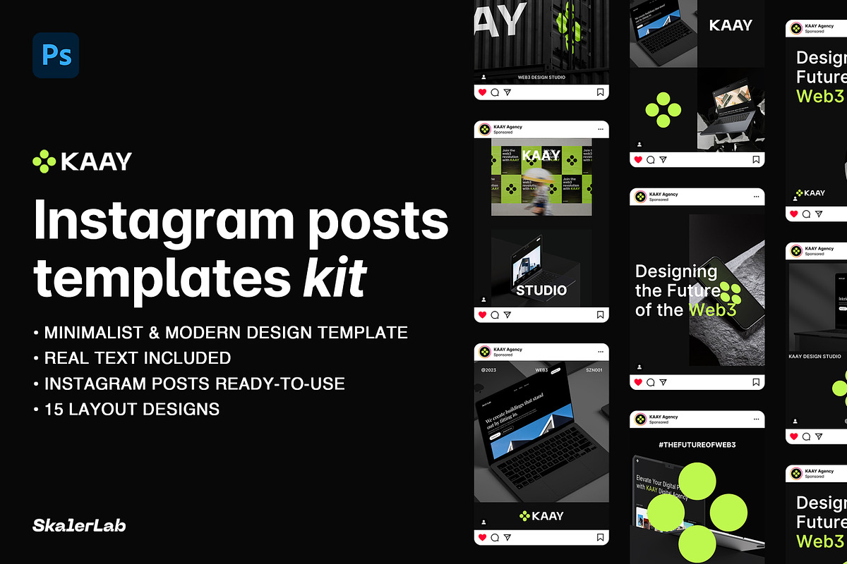 KAAY Instagram Posts Template Kit, a Social Media Template by Skaler Lab (Photo 1 of 5)