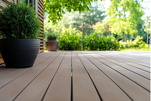 Tranquil garden patio with lush, a Nature Photo by Lermont51