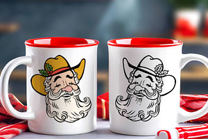 Santa Face Cowboy Hat Svg, Png Cut