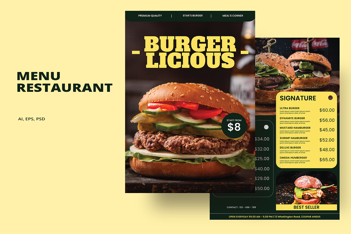 Burger Restaurant Menu, a Brochure Template by Jiwstudio (Photo 2 of 2)