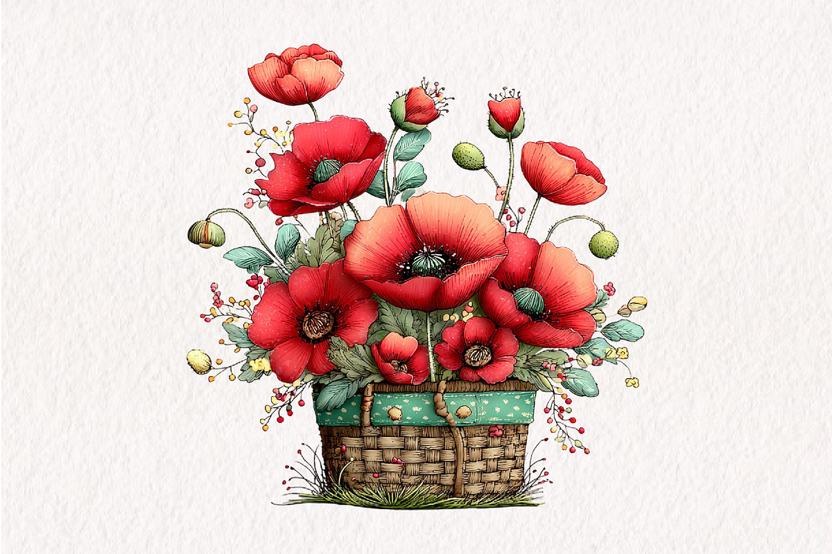 Whimsical Spring Poppy Flowers, an Illustration by CreationArt (Photo 10 of 10)