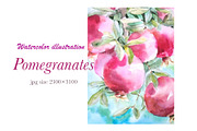 Pomegranate watercolor illustration, a Food Illustration by Art pages (Thumbnail 1 of 3)