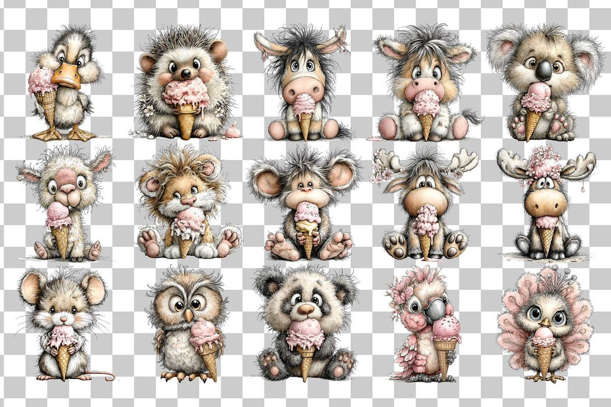 Ice Cream Animals PNG Clipart, an Animal Illustration by Nicolle's Colorful Art (Photo 3 of 4)