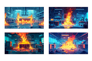 Scientific laboratory fire accident, an Object Illustration by Stock-Smart-Start