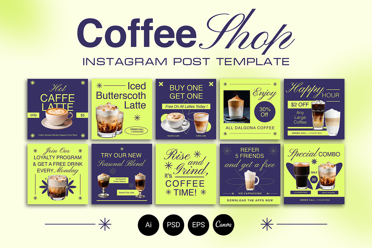Coffee Shop Instagram  Post, a Social Media Template by Jiwstudio (Photo 1 of 4)