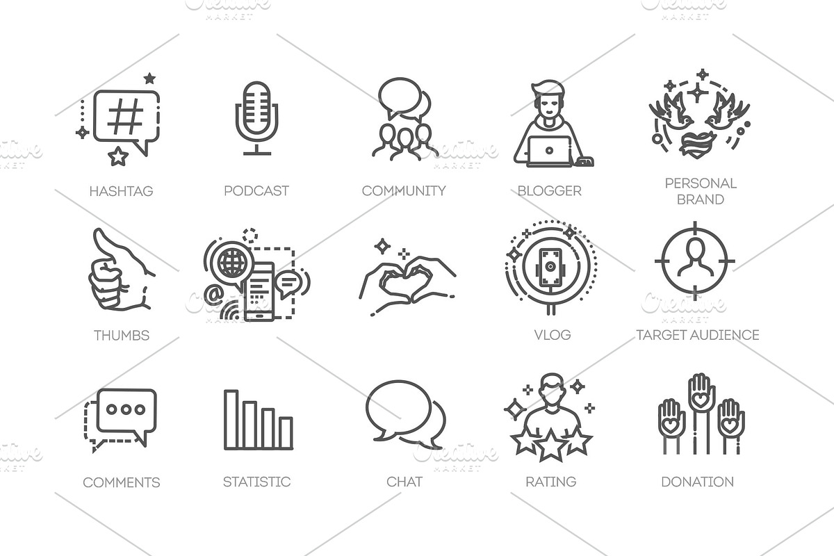 Blogger, Blogging, Blog icons set, a Technology Illustration by Tettygreen (Photo 2 of 3)
