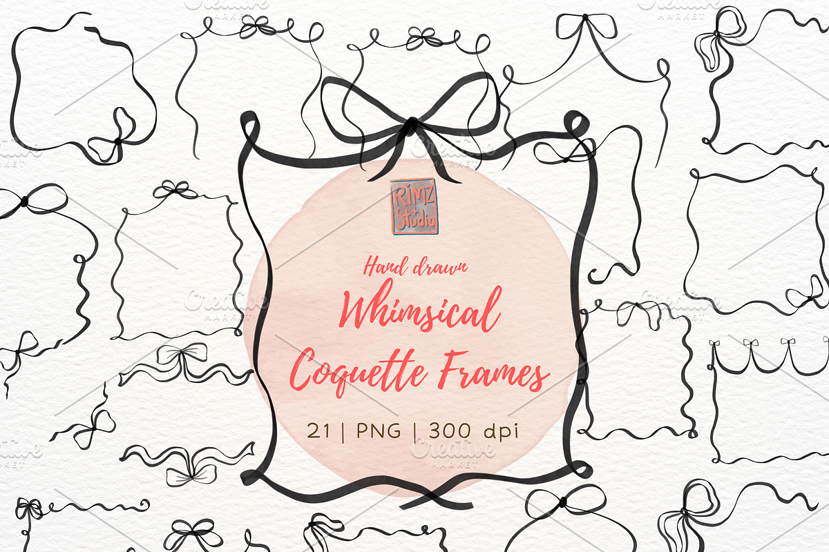 Hand drawn Coquette whimsical frames, an Illustration by RimzStudio (Photo 1 of 11)