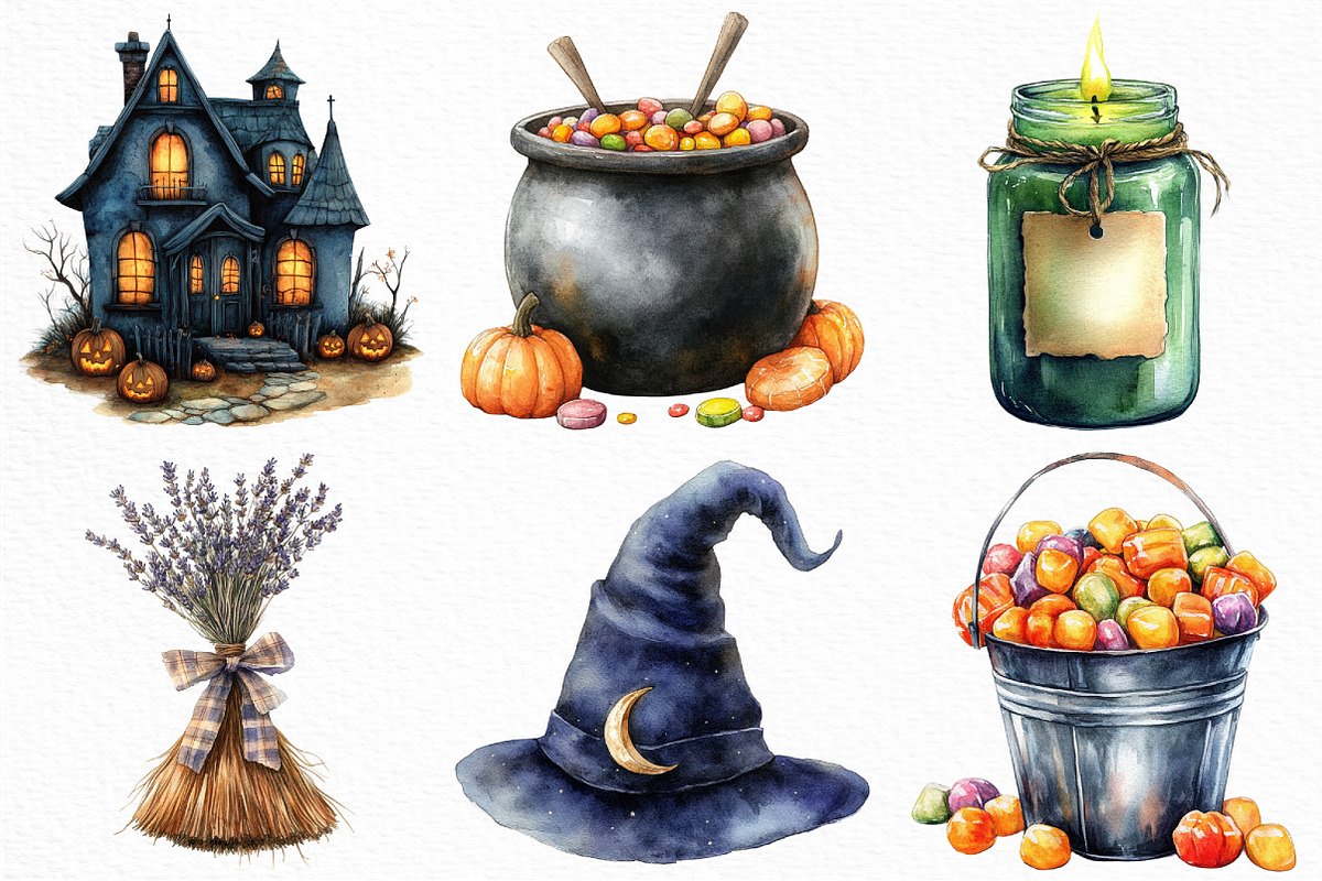 Watercolor Creepy and Cozy Halloween, an Illustration by Craft Nest (Photo 2 of 6)