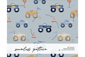 Truck Racing seamless pattern boy, a Pattern Graphic by Milatoo