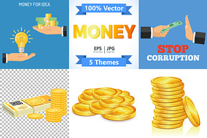 Money, Paper currency, Bitcoins Gold, a Finance Illustration by TAlex