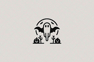 Spooky Ghost Emblem Halloween