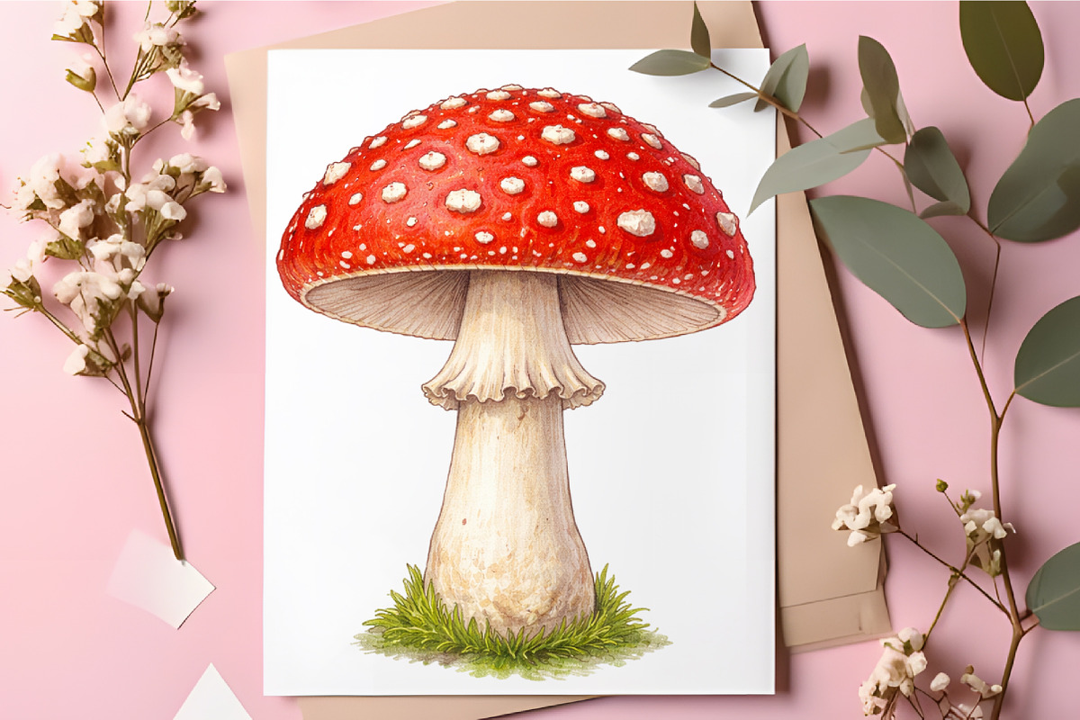 Watercolor Amanita Mushrooms Clipart, an Illustration by RobertsArt (Photo 5 of 5)