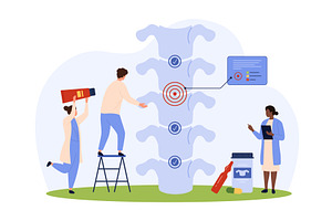 Diagnosis and treatment of back pain, an Object Illustration by Flashvector