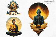 Modern Golden Buddha Clipart Set, a Decorative Illustration by ThatsDesignArt (Thumbnail 4 of 10)