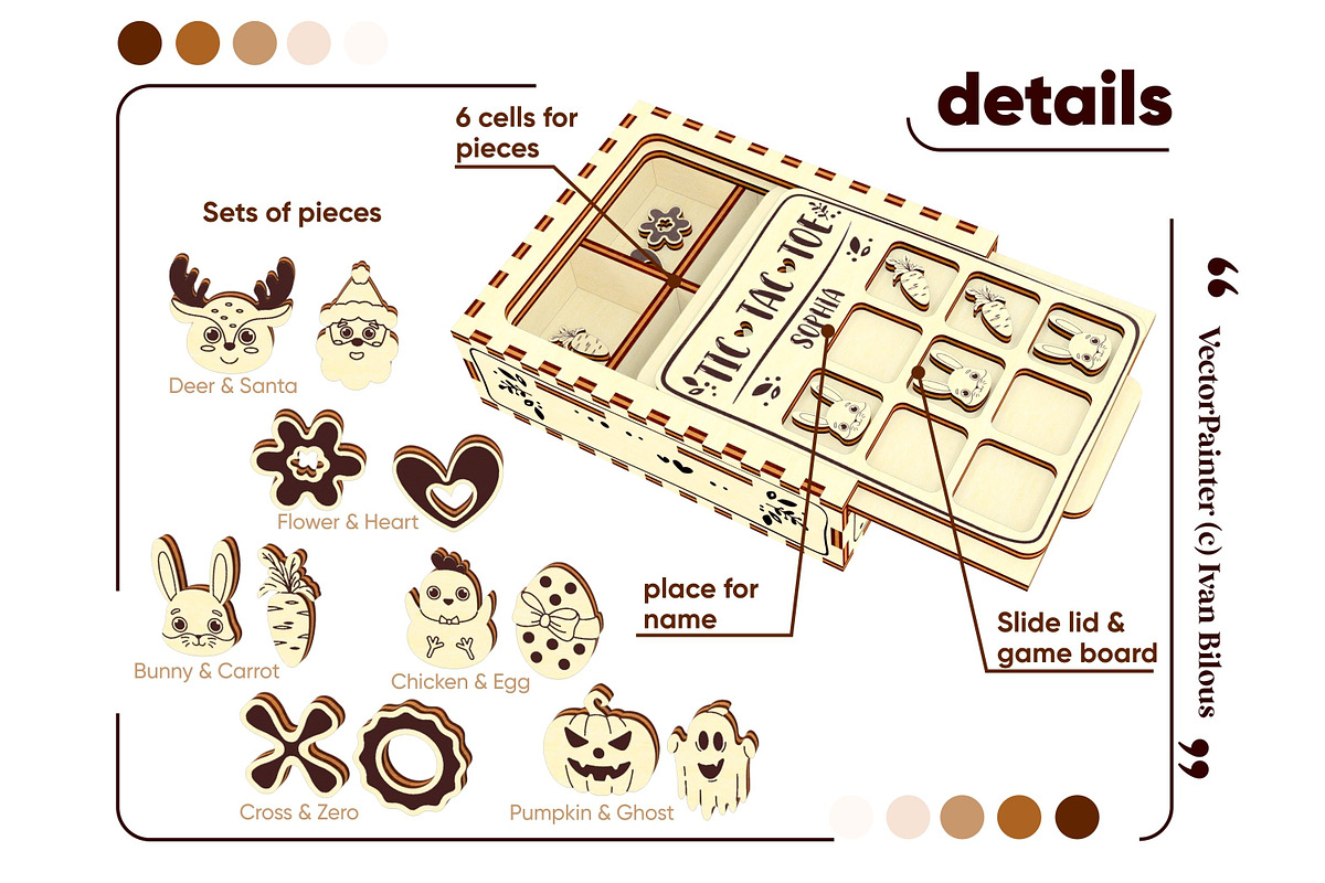 Tic Tac Toe - Laser Cut File, an Object Graphic by VectorPainter (Photo 14 of 18)