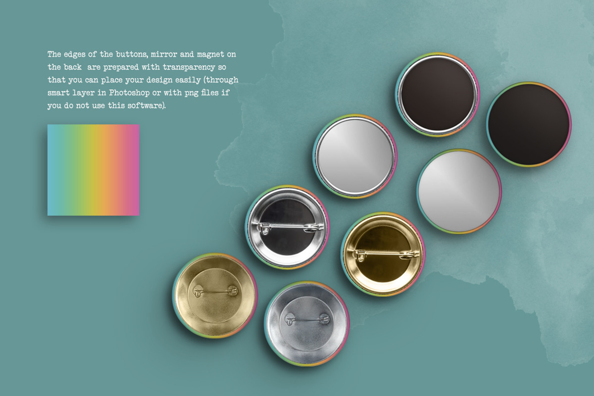 Isolated pin button mockup #1818, a Product Mockup by Make Beautiful Things (Photo 7 of 8)