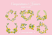 Watercolor Floral Design Set Lemons, an Illustration by Anna Studio (Thumbnail 8 of 11)