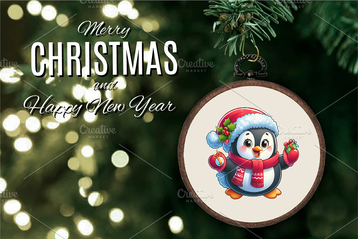 Christmas penguin. Clipart, PNG., an Animal Illustration by KENO Mascots (Photo 5 of 8)
