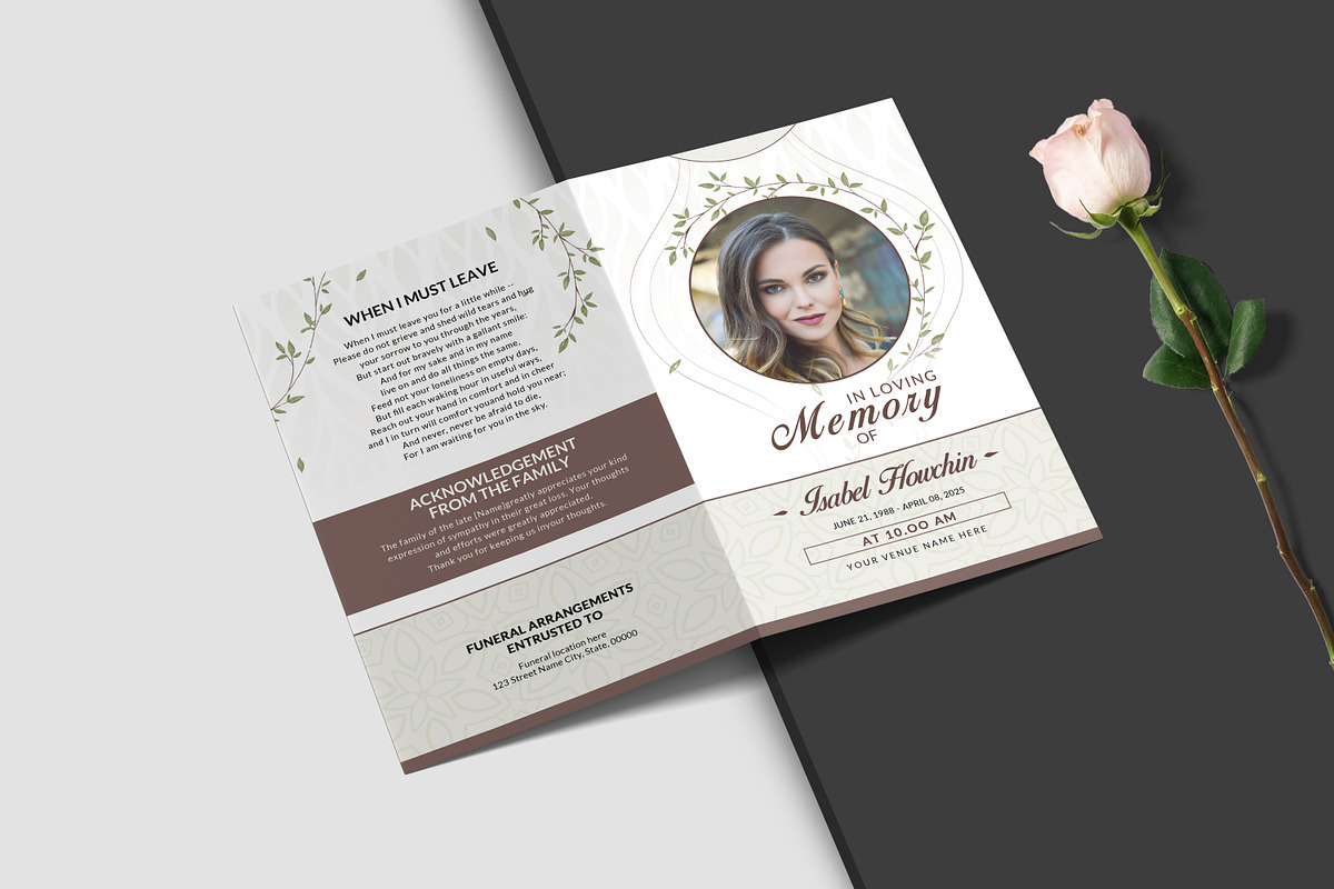 Funeral Program And Prayer Card, a Brochure Template by crazyOWL (Photo 2 of 9)