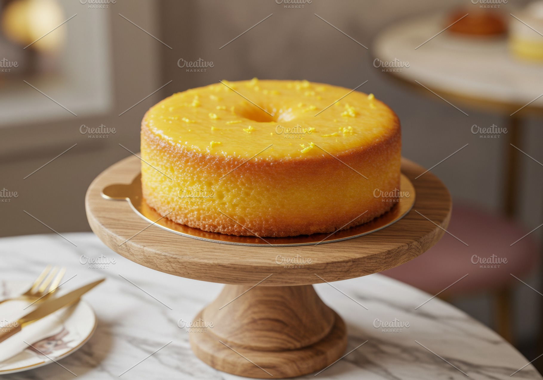 Moist lemon cake with glaze and zest, a Food & Drink Photo by professorinc