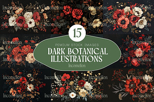 15 Dark Botanical Backgrounds, a Wallpaper Graphic by Incomelion