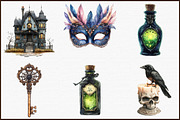 Gothic Antique Halloween Clipart Bun, an Illustration by Sublimation Artist (Thumbnail 3 of 6)
