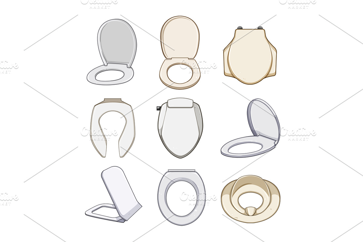 toilet seat set cartoon vector, an Object Illustration by pikepicture
