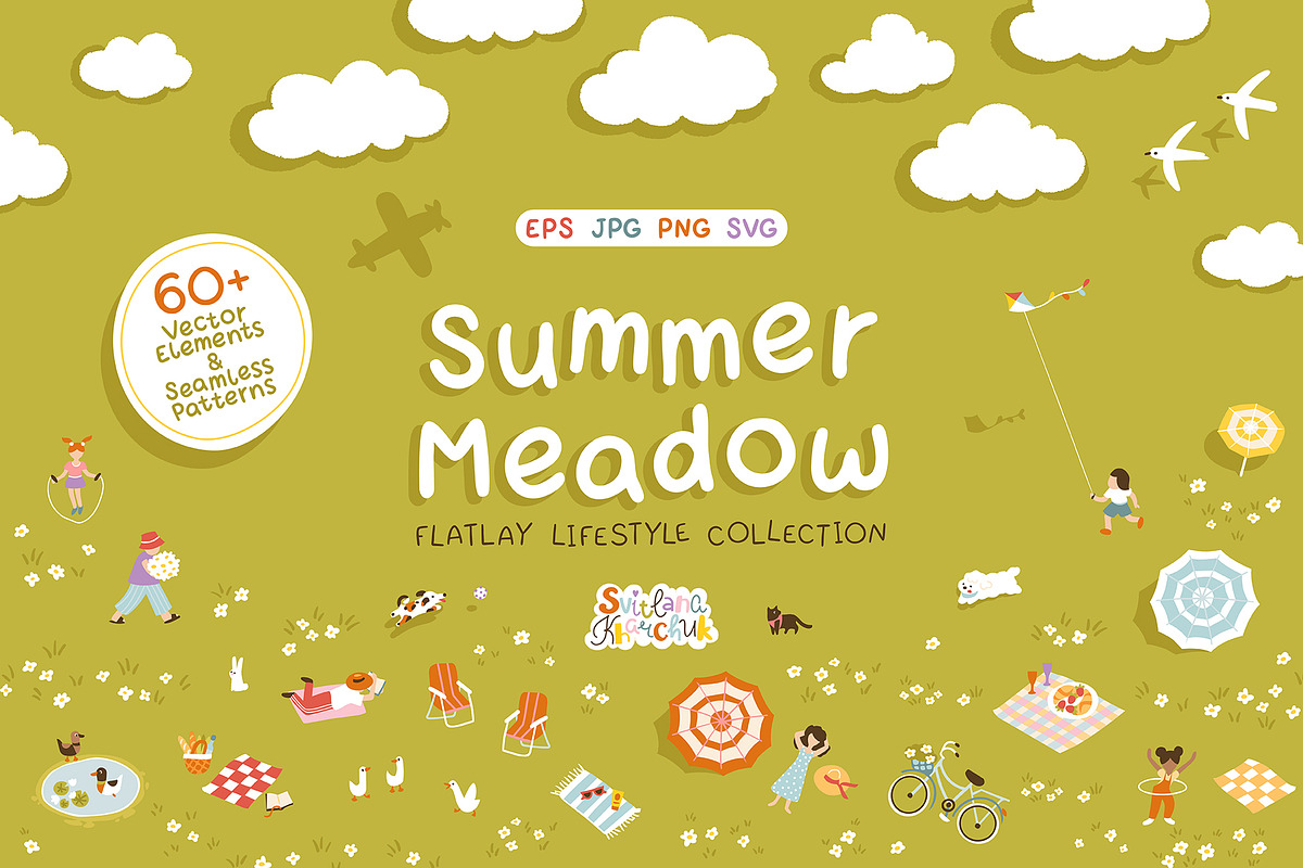 Summer Meadow Flatlay Lifestyle Set, a Pattern Graphic by Svitlana Kharchuk (Photo 1 of 16)