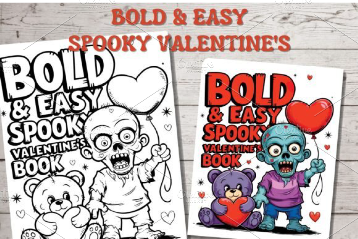 Spooky Valentine’s Day Coloring Page, a Seasonal Illustration by Ink Gallery (Photo 3 of 8)