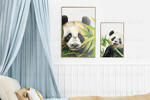 Watercolor Panda Clipart, Cute Panda