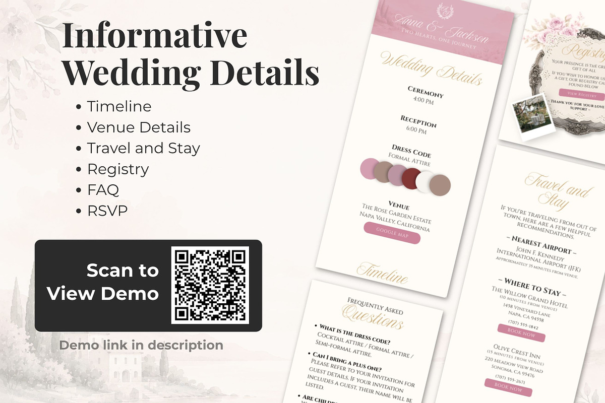 Blush Pink Wedding Website, a Landing Page Template by Everyday Perfection (Photo 3 of 12)
