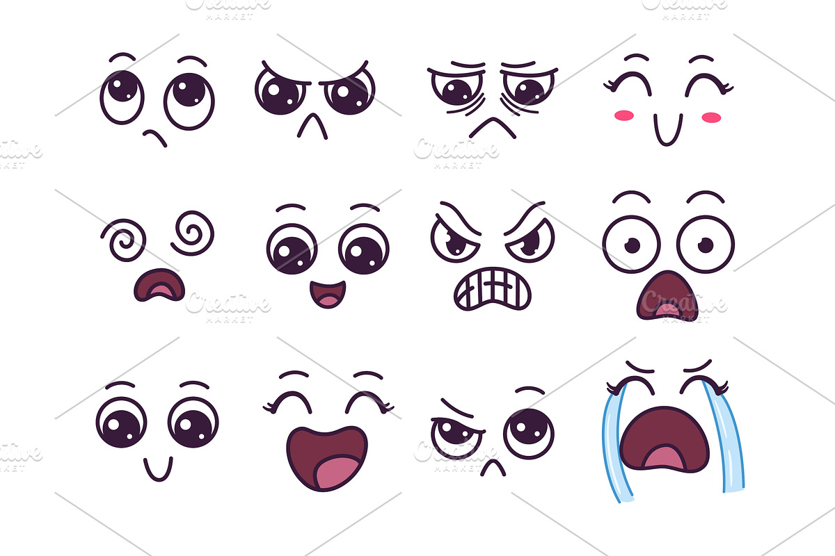 Comic cartoon emotions. Isolated, an Illustration by LadadikArt