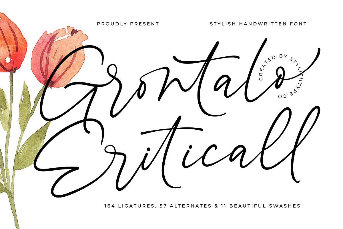 Grontalo Eriticall Handwritten Font, a Script Font by stylishtype.co (Photo 1 of 20)
