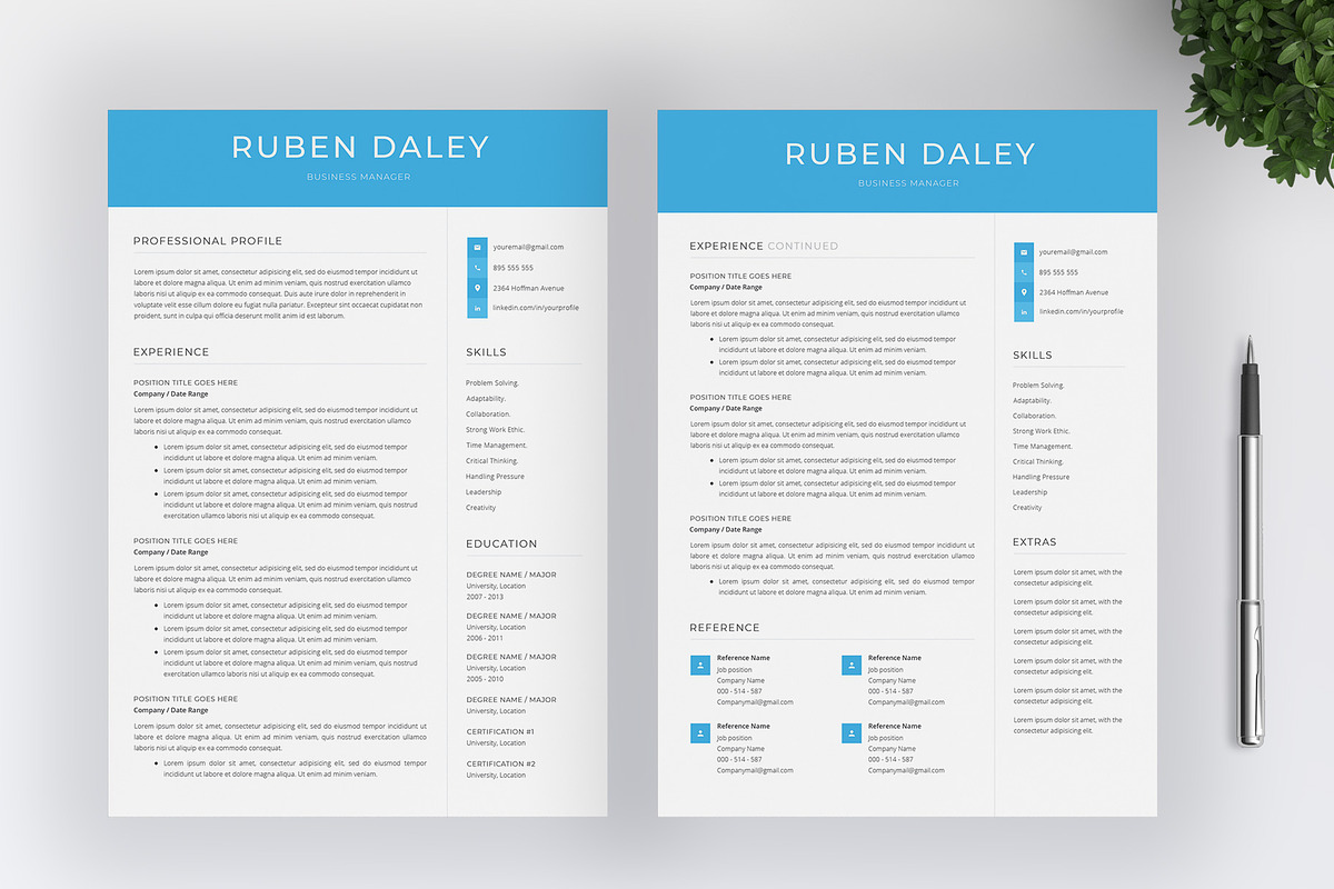 Modern Resume Template / CV Template, a Resume Template by SalientResume (Photo 3 of 5)