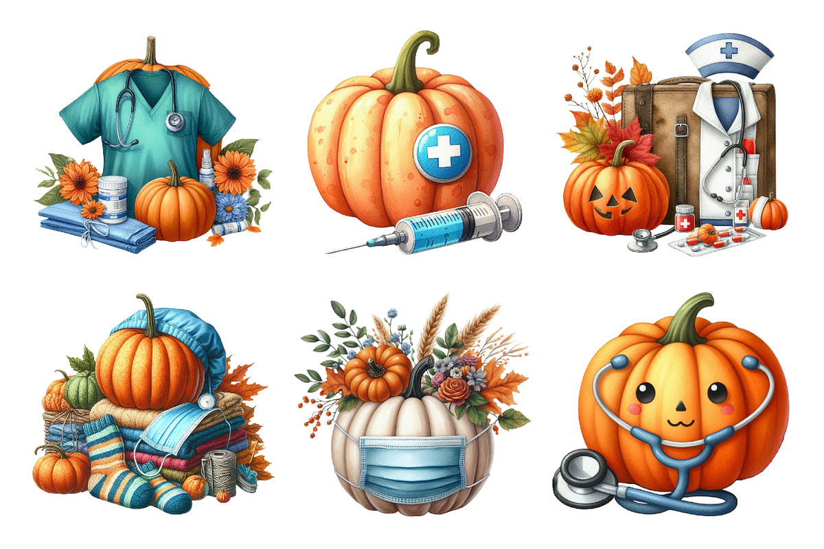Autumn Nurse Pumpkin Clipart, an Illustration by Daily.Designs (Photo 4 of 5)