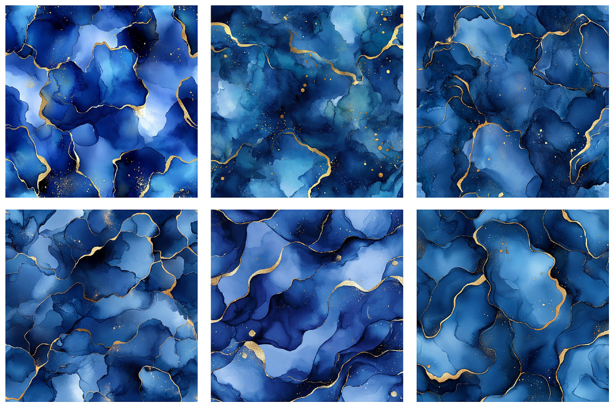 Navy Blue Alcohol Ink Pattern, an Illustration by SinaCreation (Photo 3 of 5)
