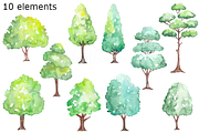 Trees 2 watercolor clipart, a Background Graphic by GoodFairyClipArt (Thumbnail 2 of 2)