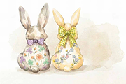 Watercolor Easter Bunnies Love, an Illustration by VetalStock (Thumbnail 2 of 3)