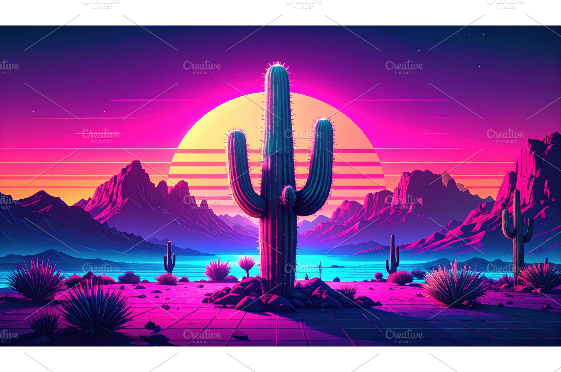 Retro-futuristic cactus landscape, an Arts & Entertainment Photo by Igor Tichonow