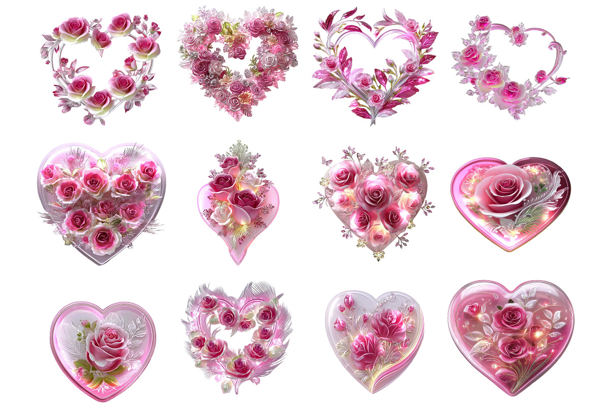 Elegant Rose Heart Clipart, an Illustration by DreamArtGraphic (Photo 4 of 5)