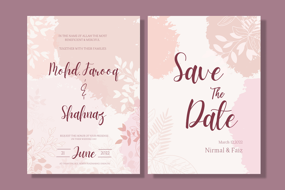 Watercolor Wedding Invitation Design, an Invitation Template by Weddinginvitation by Fati (Photo 2 of 2)