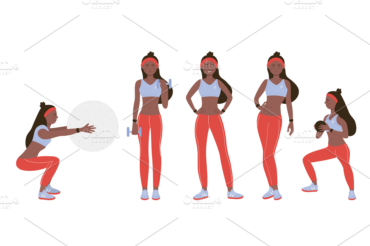 Afro Woman Fitness Trainer in Action, an Object Illustration by Flashvector