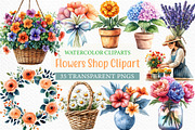 Watercolor Flowers Shop Clipart, an Illustration by Craft Nest (Thumbnail 1 of 7)