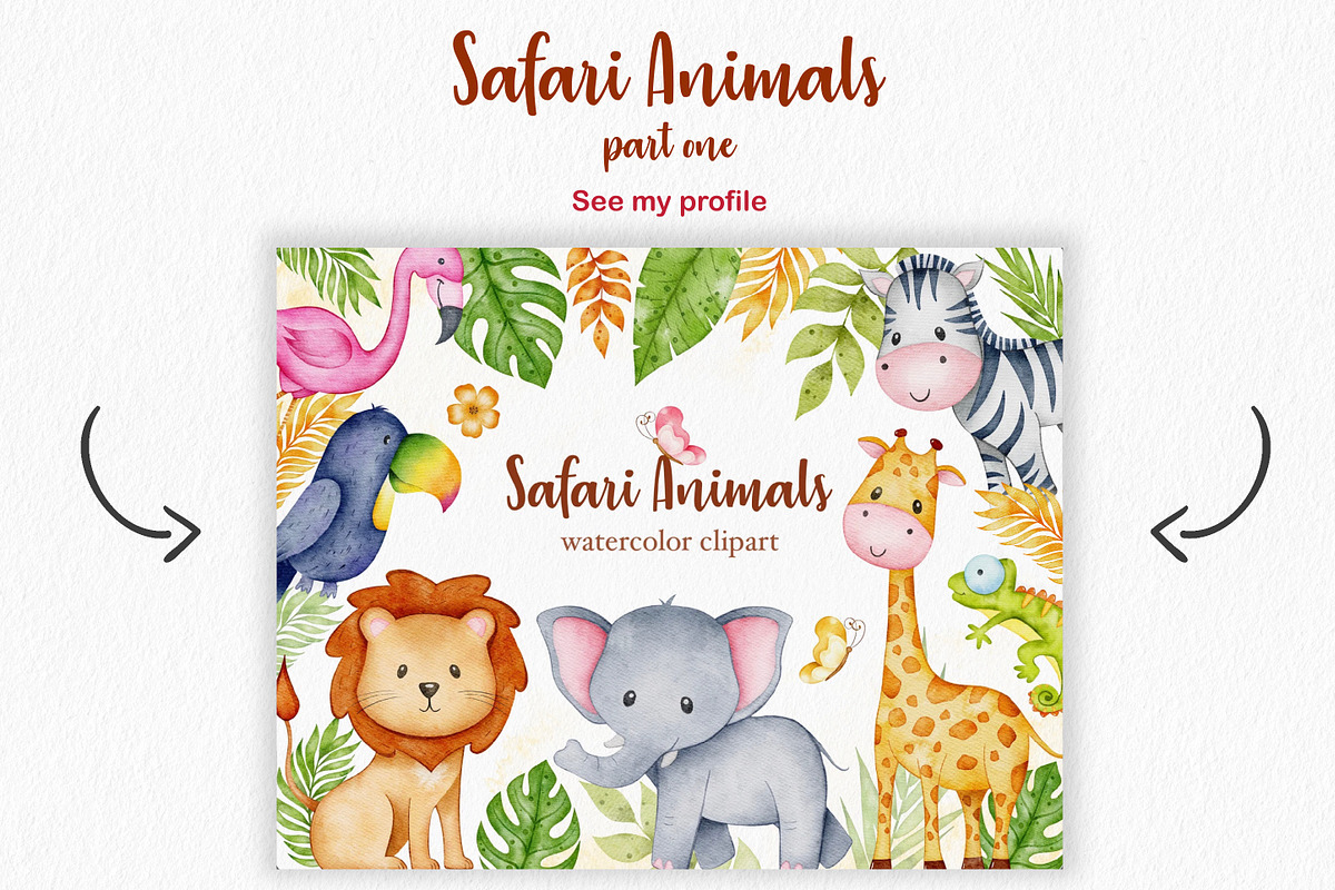 Watercolor Safari Animals clipart, an Animal Illustration by LuiDesignStudio (Photo 6 of 6)