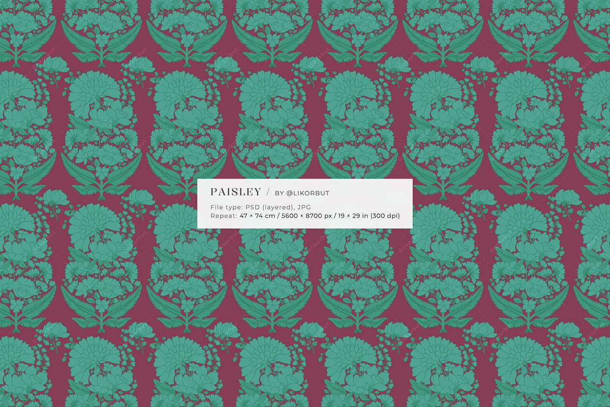 Paisley Floral Ornamental Pattern, a Pattern Graphic by likorbut (Photo 10 of 13)