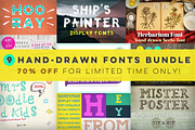 [-70%] 9 Hand-drawn Fonts Bundle, a Font by Frisk Shop (Thumbnail 1 of 2)