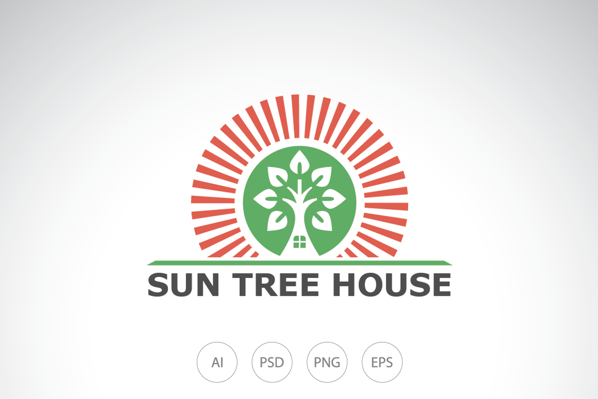 Sun Tree House Logo Template, a Branding & Logo Template by Heavtryq Design (Photo 1 of 4)
