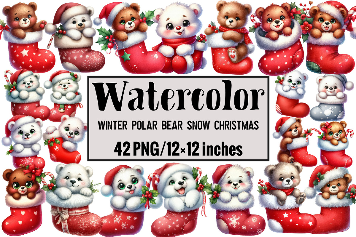 Winter Polar Bear Snow Christmas, an Illustration by Design Market (Photo 1 of 3)